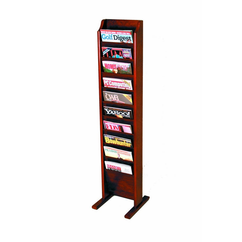 Wooden Mallet 10-Pocket Cascade Free-Standing Magazine Rack, Mahogany