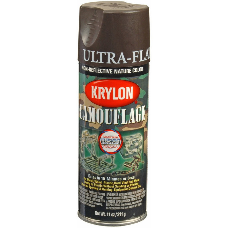 04292000 Krylon K04292007 Camouflage Made with Fusion For Plastic Paint Technology Spray Paint, Brown, 11 Ounce