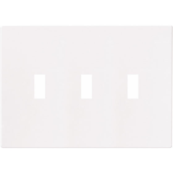 Eaton PJS3W Polycarbonate 3-Gang Screwless Toggle Switch Mid Size Wall Plate, White