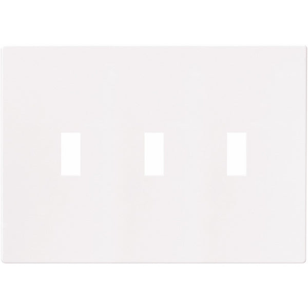 Eaton PJS3W Polycarbonate 3-Gang Screwless Toggle Switch Mid Size Wall Plate, White