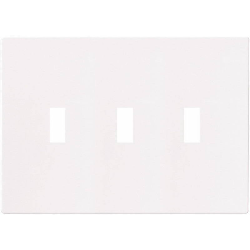 Eaton PJS3W Polycarbonate 3-Gang Screwless Toggle Switch Mid Size Wall Plate, White