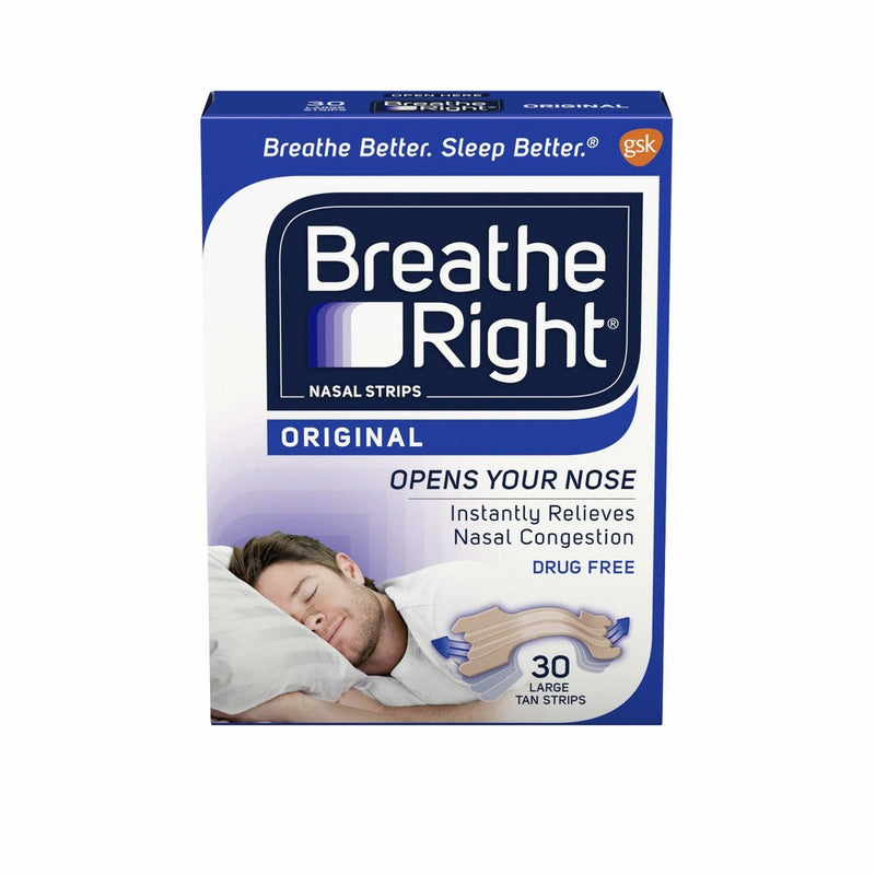 Breathe Right Nasal Strips to Stop Snoring, Drug-Free, Original Tan Large, 30 count