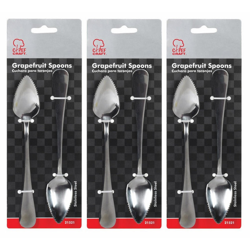 Chef Craft Stainless Steel Grapefruit Spoons - 3 Packs of 2