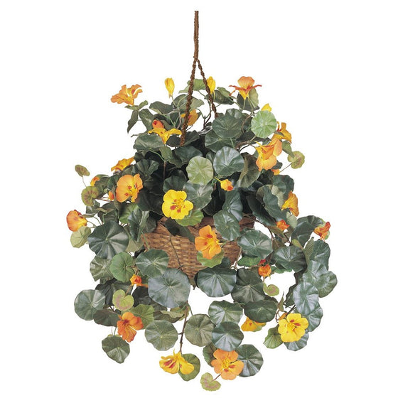 Nearly Natural 6025 Nasturtium Silk Hanging Basket, Multicolored