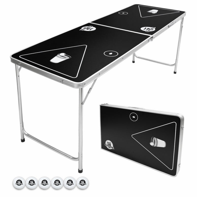 GoPong 6-Foot Portable Folding Beer Pong / Flip Cup Table (6 balls included)