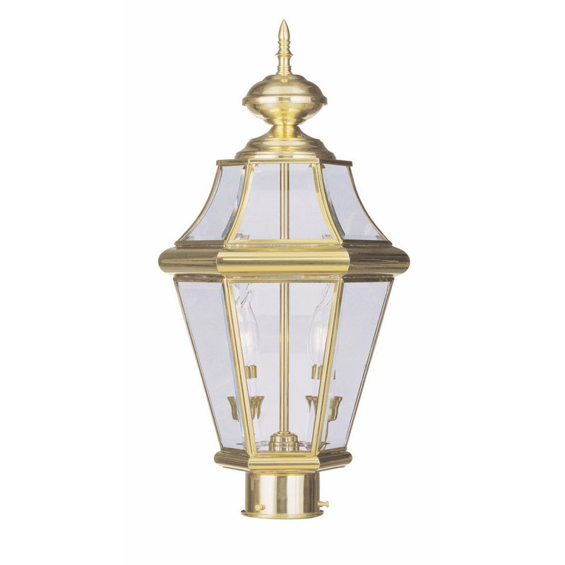 Livex Lighting 2264-02 Georgetown 2-Light Outdoor Post Head, Polished Brass