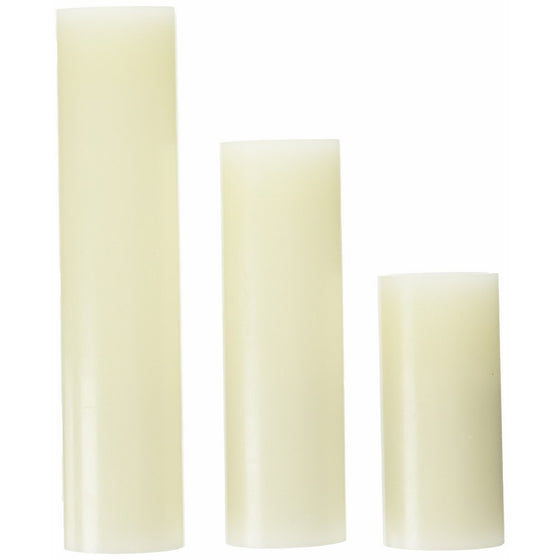 Inglow CGT63538CR3 Plastic Slim Pillar LED Flameless Candle Cream, 3-Pack