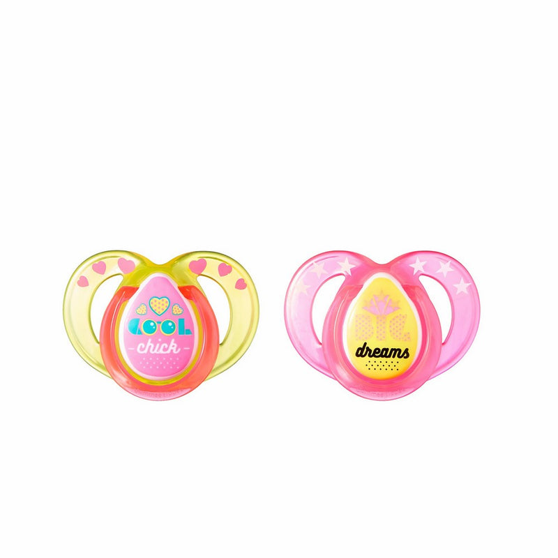 Tommee Tippee Closer To Nature Everyday Pacifier, Pink, 6-18 Months, 2 Count (Colors will vary)