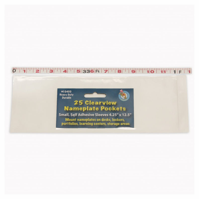 Ashley Productions ASH10400 Name Plate Clear Pockets, 0.5" Height, 4.25" Wide, 12.5" Length, Small (25 per Package)