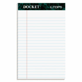 TOPS Docket Writing Pads, 5" x 8", Jr. Legal Rule, White Paper, 50 Sheets, 12 Pack (63360)