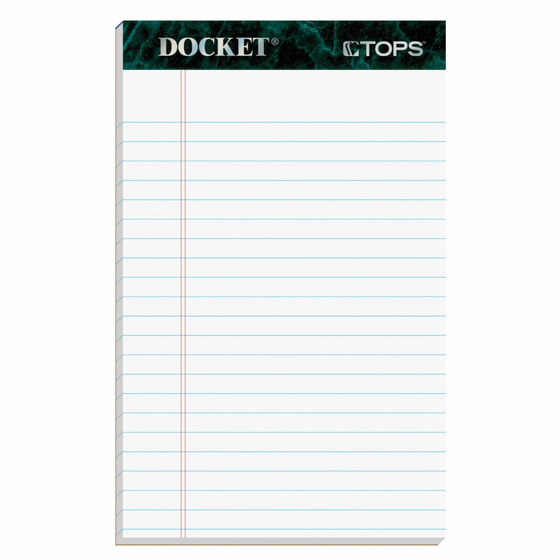 TOPS Docket Writing Pads, 5" x 8", Jr. Legal Rule, White Paper, 50 Sheets, 12 Pack (63360)