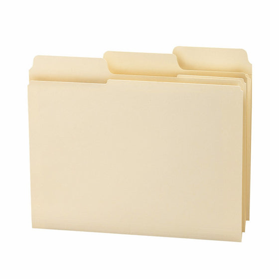 Smead SuperTab File Folder, Oversized Reinforced 1/3-Cut Tab, Guide Height, Letter Size, Manila, 100 Per Box (10395)