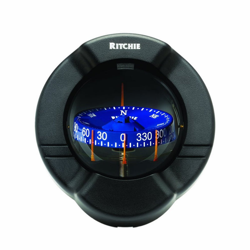 Ritchie Venture Compass Combi-Dial With Flush Mount And 12V Green Night Light (Black, 3 3/4-Inch)