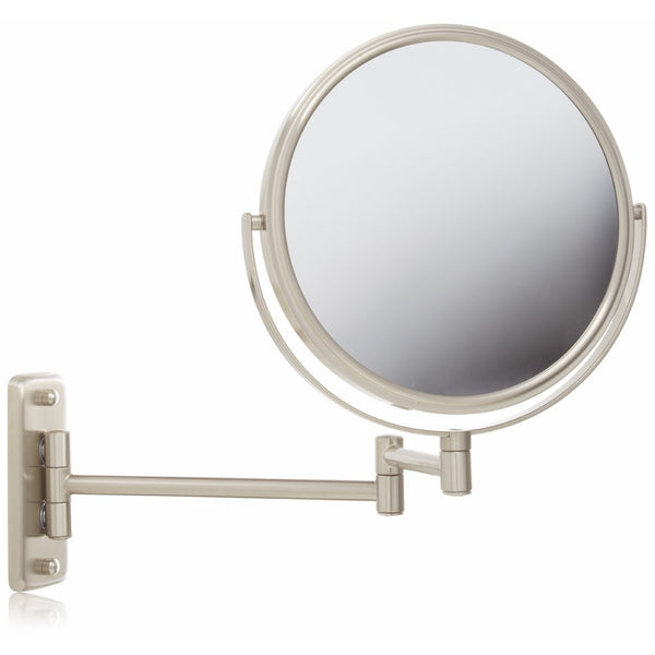 Jerdon JP7808N 8-Inch Two-Sided Swivel Wall Mount Mirror with 8x Magnification, 13.5-Inch Extension, Nickel Finish