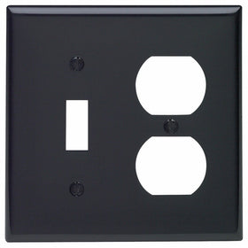 Leviton 80705-E 2-Gang 1-Toggle 1-Duplex Device Combination Wallplate, Standard Size, Thermoplastic Nylon, Device Mount, Black