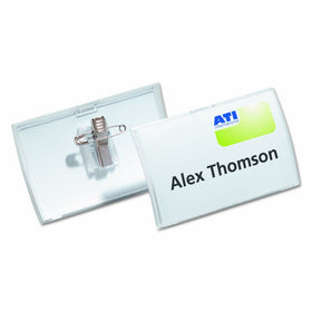 DURABLE Click Fold Badge Holders with Combi Clip, 2-1/4 x 3-1/2 Inches, Clear, 25-Pack (821419)