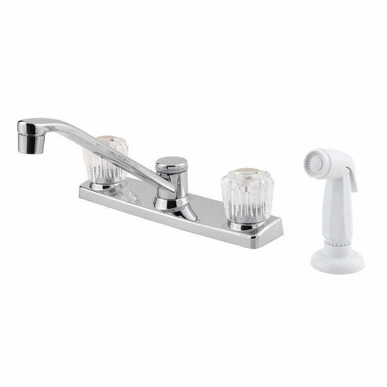 Pfister Pfirst Series 2-Handle Kitchen Faucet with White Side Spray, Polished Chrome