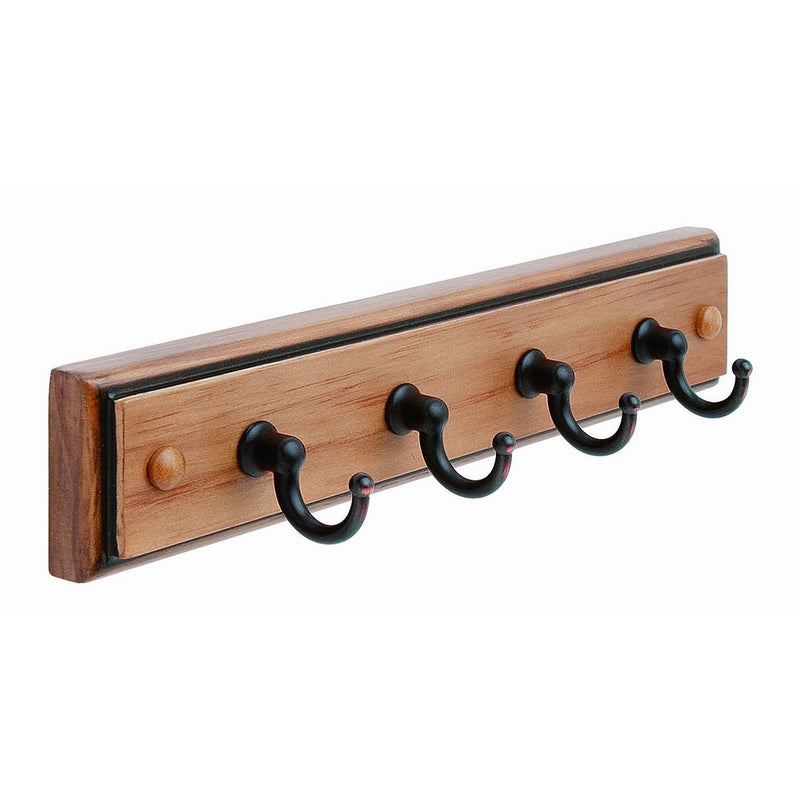 Amerock HR55590HORB Key & Gadget Hook Rack 8-5/8in(219mm) - Honey Pine/Oil-Rubbed Bronze