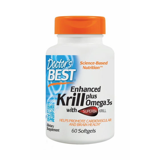 Doctor's Best Enhanced Krill plus Omega 3s with SUPERBA Krill, 60 Softgels