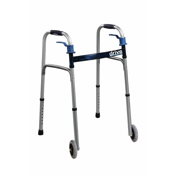 Drive Medical Trigger Release Folding Walker, Brushed Steel