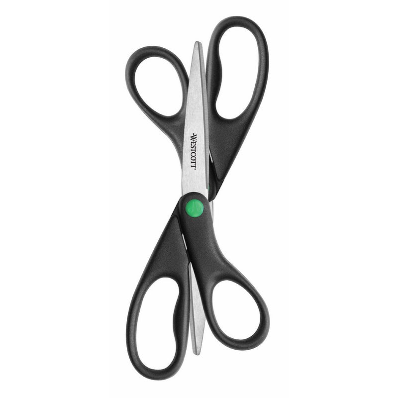 Westcott 15179KleenEarth 8" Straight Recycled Stainless Steel Scissors, Black, 2 Pack