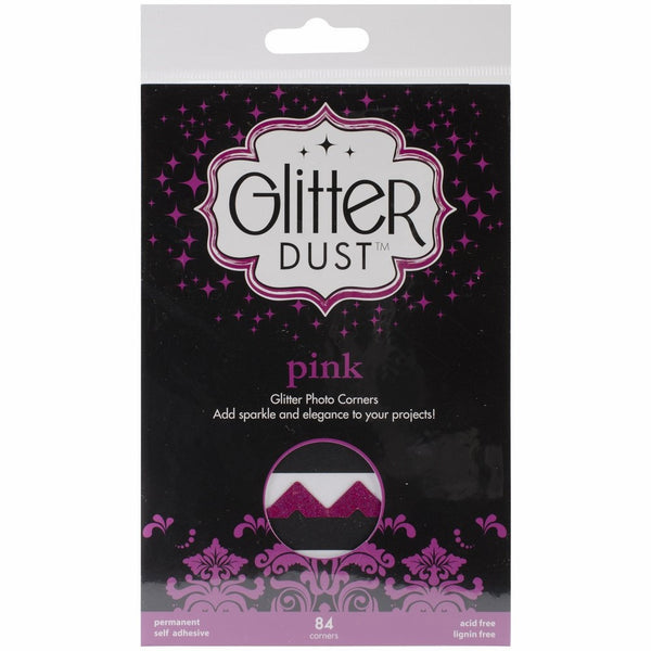 Glitter Dust Photo Corners 84/Pkg-Pink