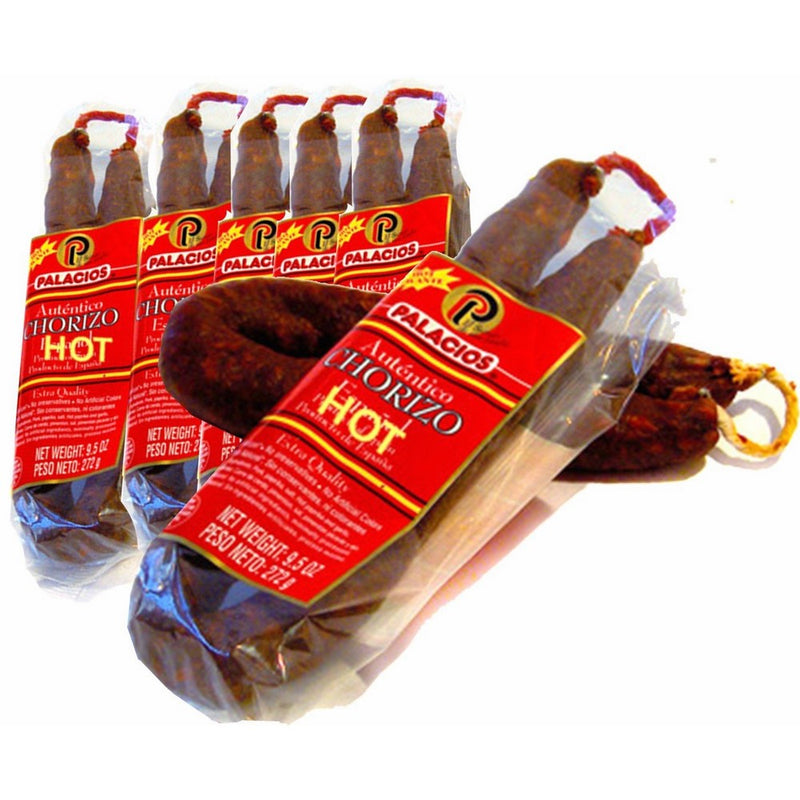 Chorizo Autentico HOT by Palacios. Imported from Spain. 7.9 oz Pack of 6