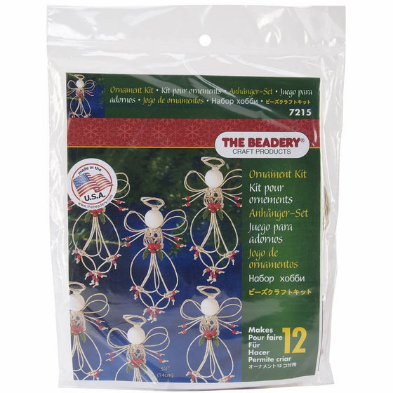 Beadery Holiday Beaded Ornament Kit, 5.5-Inch, Folk Art Angel, Makes 12 Ornaments