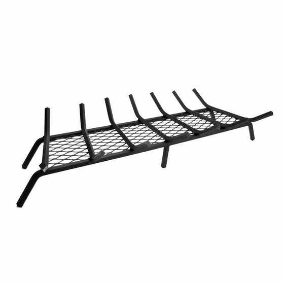 Pleasant Hearth 1/2" Solid Steel Fireplace Grates With Ember Retainer, Black, 36-Inch