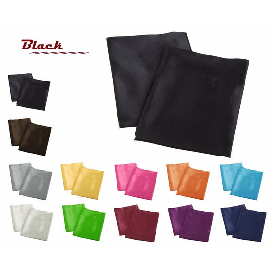 Aiking Home 2 Pieces of Colorful Shiny Satin Queen Size Pillow Cases, Black