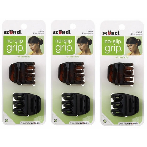 Scunci No-Slip Grip Jaw Clips, 3.5cm, 6 Count