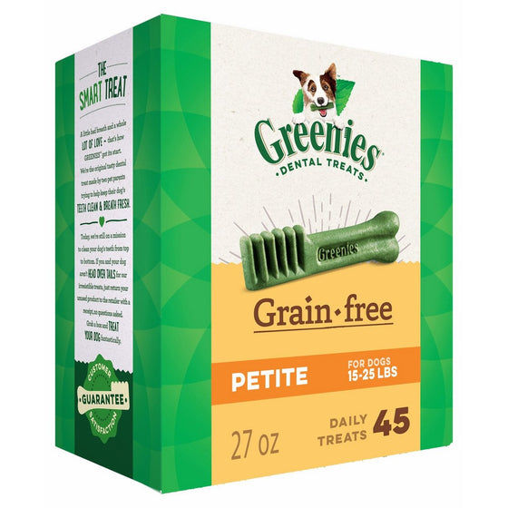 Greenies Grain Free Petite Dental Dog Treats, 27 oz. Pack (45 Treats)