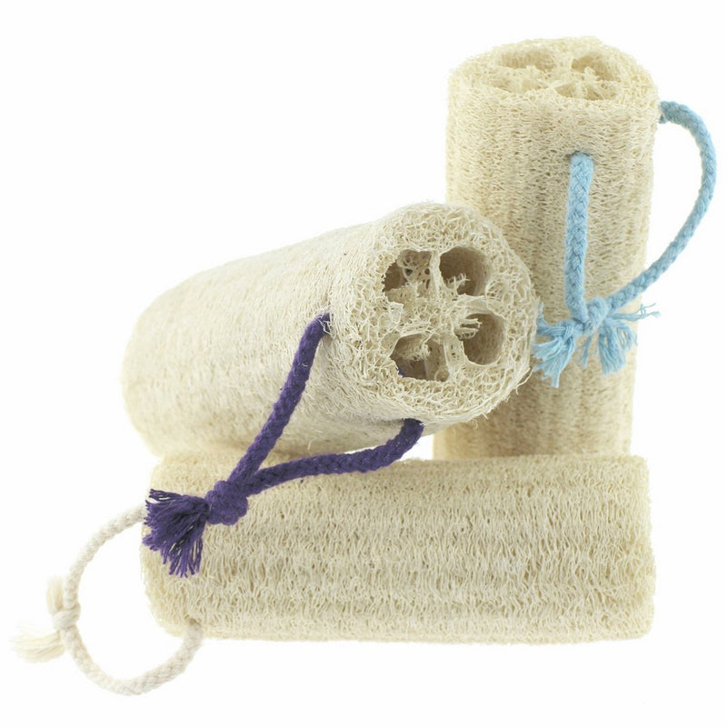 100% Natural Loofah Exfoliating Body Washcloths Sponge Scrubber for Skin Care in Bath, Spa or Shower Pack of 3
