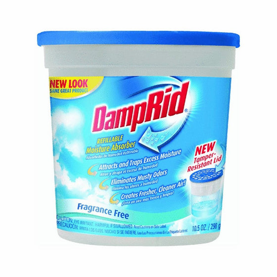 DampRid Refillable Moisture Absorber, Fragrance Free, 10.5-Ounce (Pack of 3)