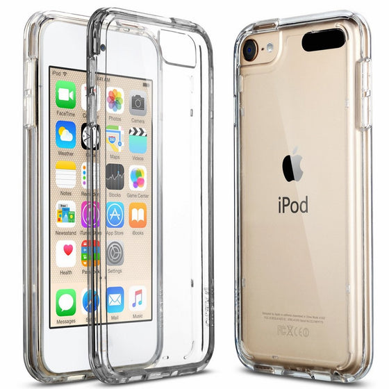 ULAK Soft TPU Bumper PC Back Hybrid Case for iPod Touch 6/iPod Touch 5 - Retail Packaging - Clear Slim