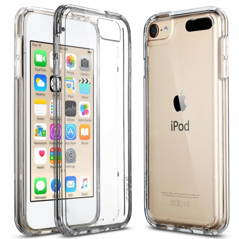 ULAK Soft TPU Bumper PC Back Hybrid Case for iPod Touch 6/iPod Touch 5 - Retail Packaging - Clear Slim