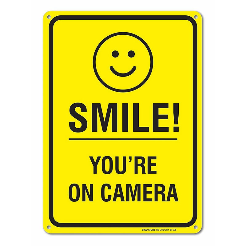 Smile You're on Camera Video Surveillance Sign 10 X 14 Rust Free .40 Aluminum