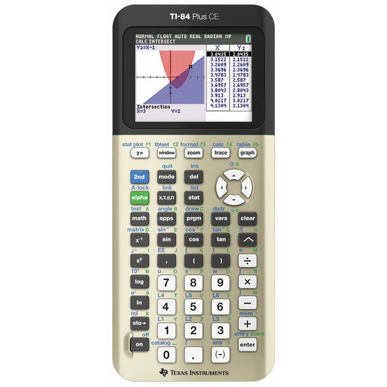 Texas Instruments TI84PLSCEGOLDTI-84 Plus CE Graphing Calculator, Gold