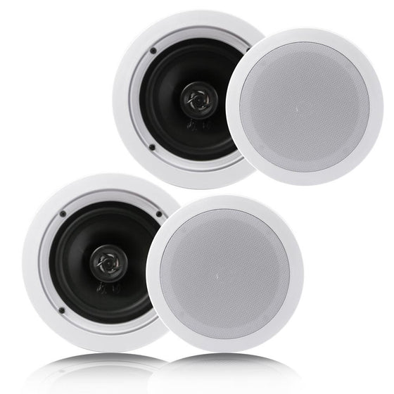 Pyle Pair 6.5” Flush Mount In-wall In-ceiling 2-Way Home Speaker System Spring Loaded Quick Connections Dual Polypropylene Cone Polymer Tweeter Stereo Sound 200 Watts (PDIC1661RD)
