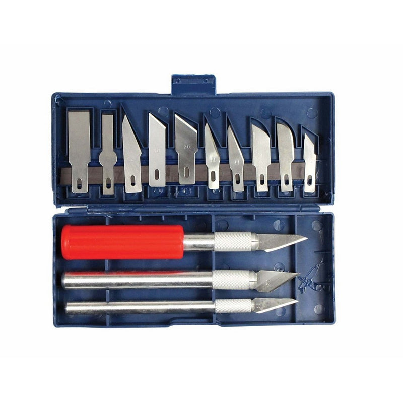 SE 813PK 16-Piece Hobby Knife Set with Aluminum Collet Chucks, Fix Blade Pocket Knife