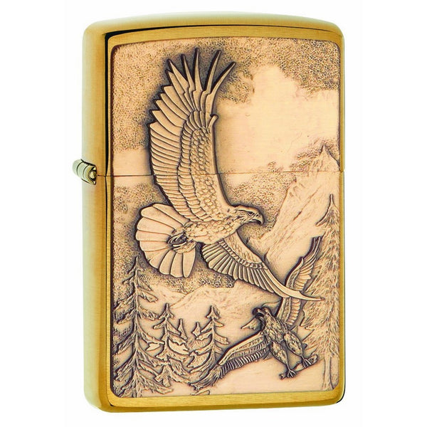 Zippo 20854 Where Eagles Dare Brushed Brass Pocket Lighter