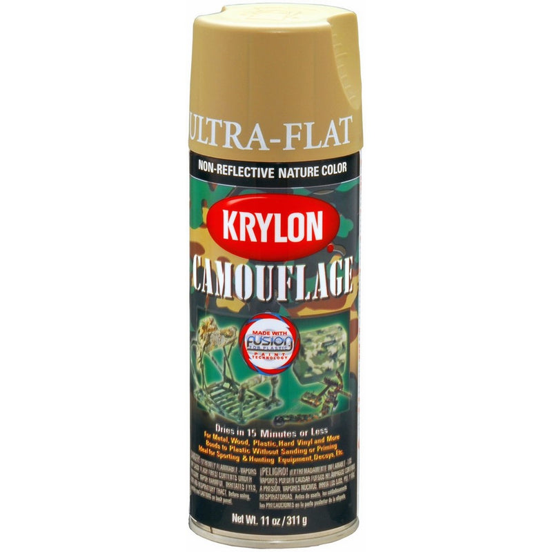 Krylon K04291000 Camouflage With Fusion For Plastic Paint Technology Aerosol Spray Paint, 11-Ounce, Camouflage Khaki