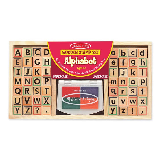 Melissa & Doug Wooden Alphabet Stamp Set - 56 Stamps With Lower-Case and Capital Letters