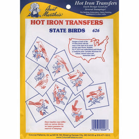 Aunt Martha's State Birds Iron On Transfer Pattern Collection, All 50 States