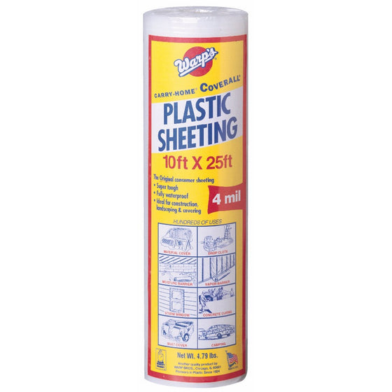 Warp Brothers SP-4CH10-C 4 Mil Carry Home Coverall Clear Plastic Sheeting, 10-Foot by 25-Foot