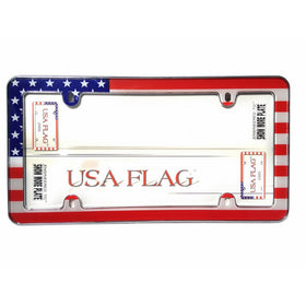 Cruiser Accessories 23003 USA Flag License Plate Frame, Chrome