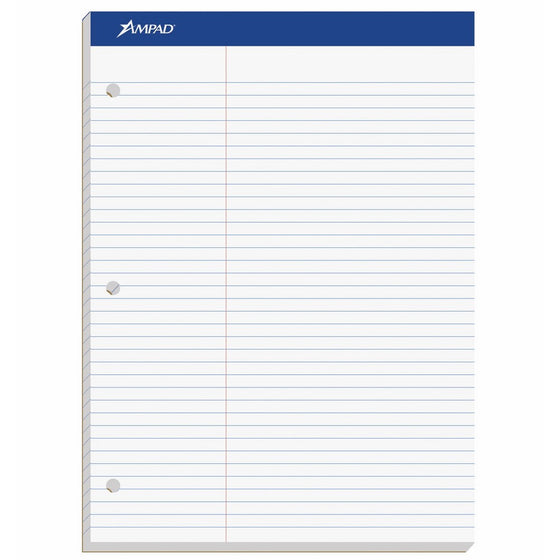 Ampad 20345 Double Sheets Pad, Law Rule, 8 1/2 x 11 3/4, White, 100 Sheets