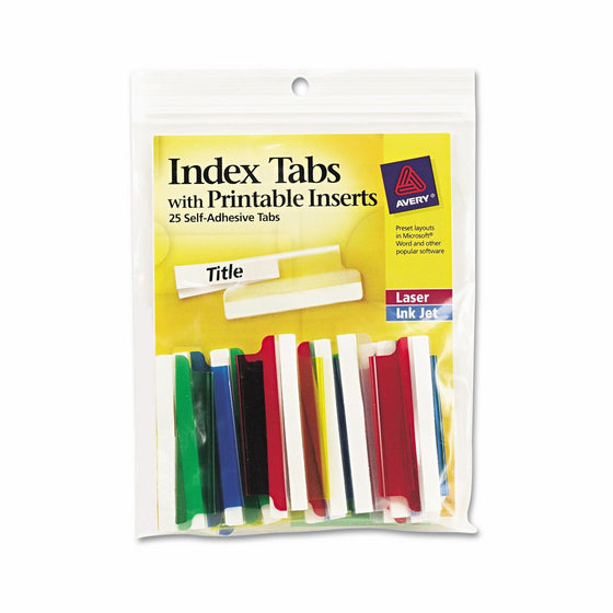 Avery 16239 Insertable Index Tabs with Printable Inserts, Two, Assorted Tab (Pack of 25)