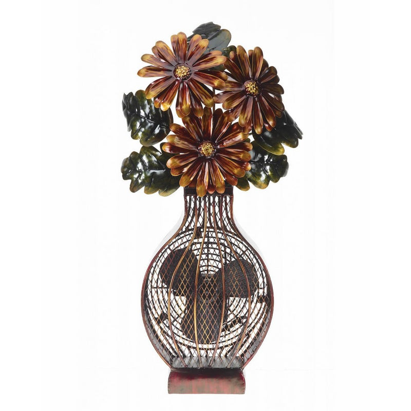 DecoBREEZE Table Fan Two Speed Electric Circulating Figurine Fan, 7 in, Floral Bouquet
