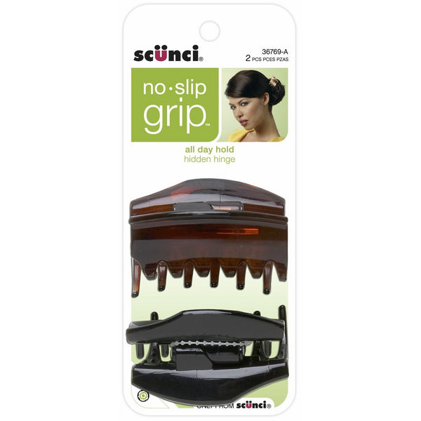 Scunci No-slip Grip Basic Cover Hinge Jaw Clips, 2 Count, Colors May Vary